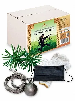 Набор для мех. очистки дымоходов D150 (ерш, трос, карабин, гиря, перчатки, маска)